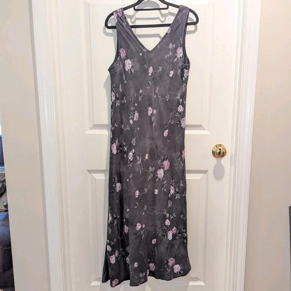 Cottagecore Rayon Floral Maxi Dress Romantic‎ 90s Grunge Plaza South 14 VTG